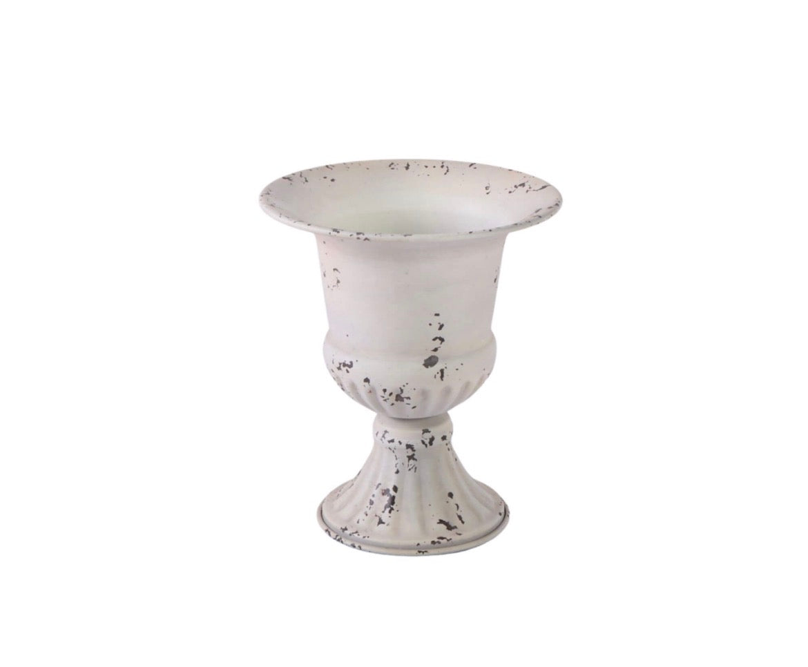Metal Urn Antique White