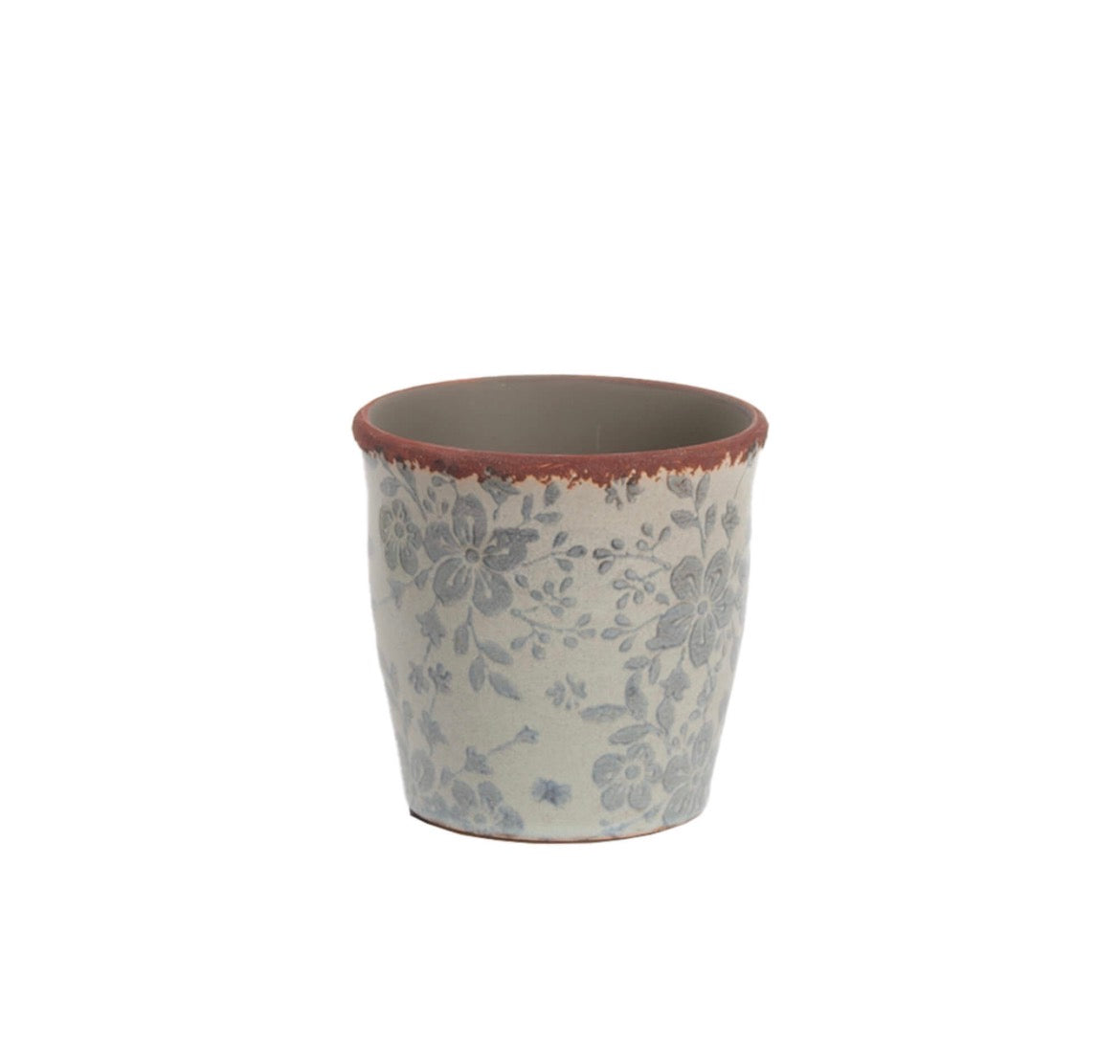 Pot With Blue Floral Pattern