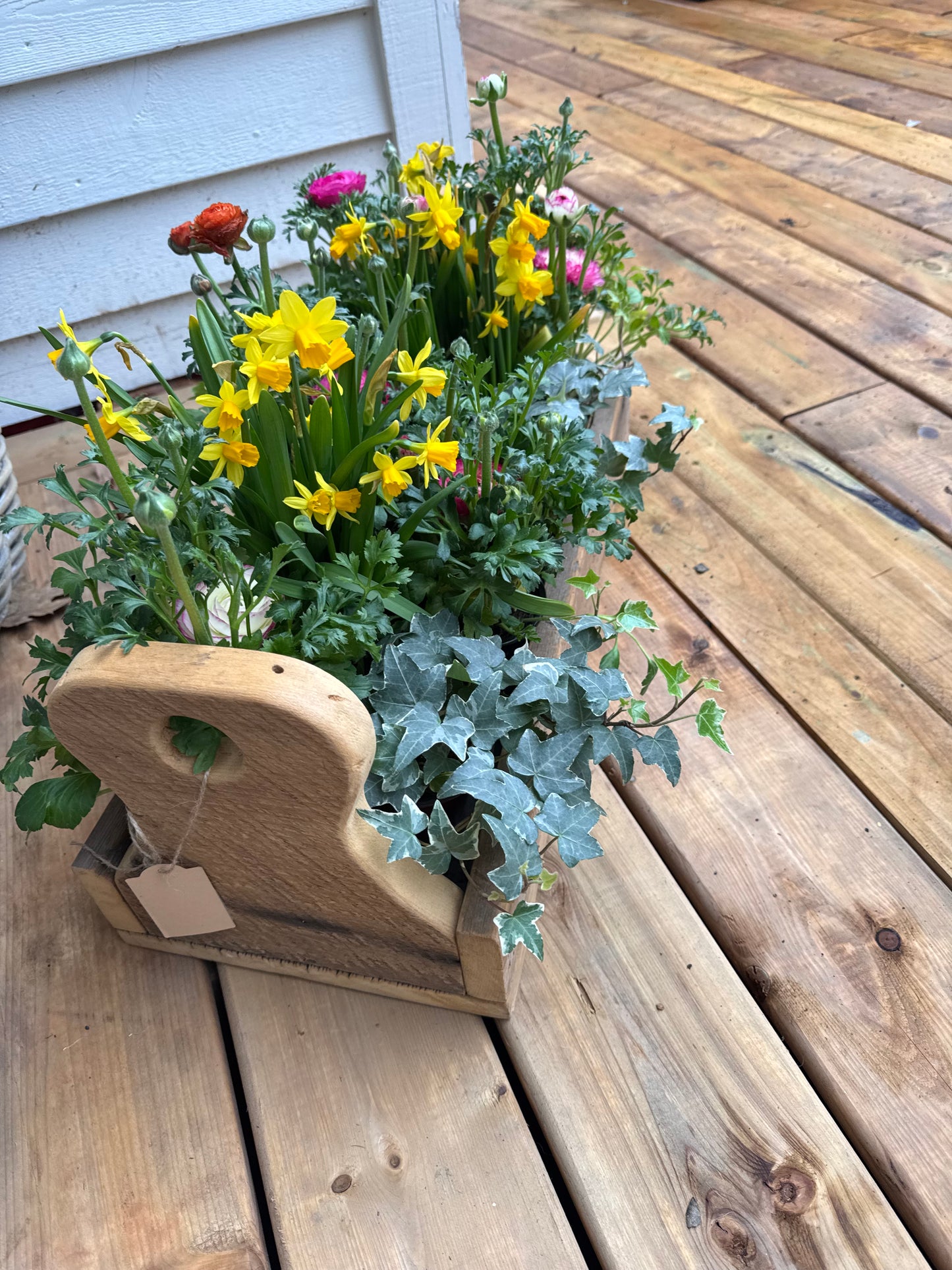Rectangular Wooden Bos With Tall Handles
