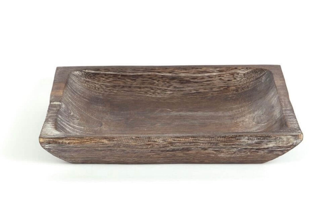 Square Brown Wood Tray