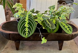 Large Carved Wood Oval Tray on Legs