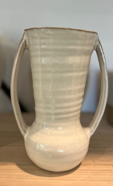 Off White 2 Handle Vase