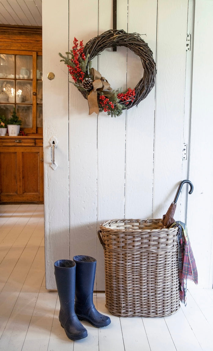 Tall Rattan Oval Basket