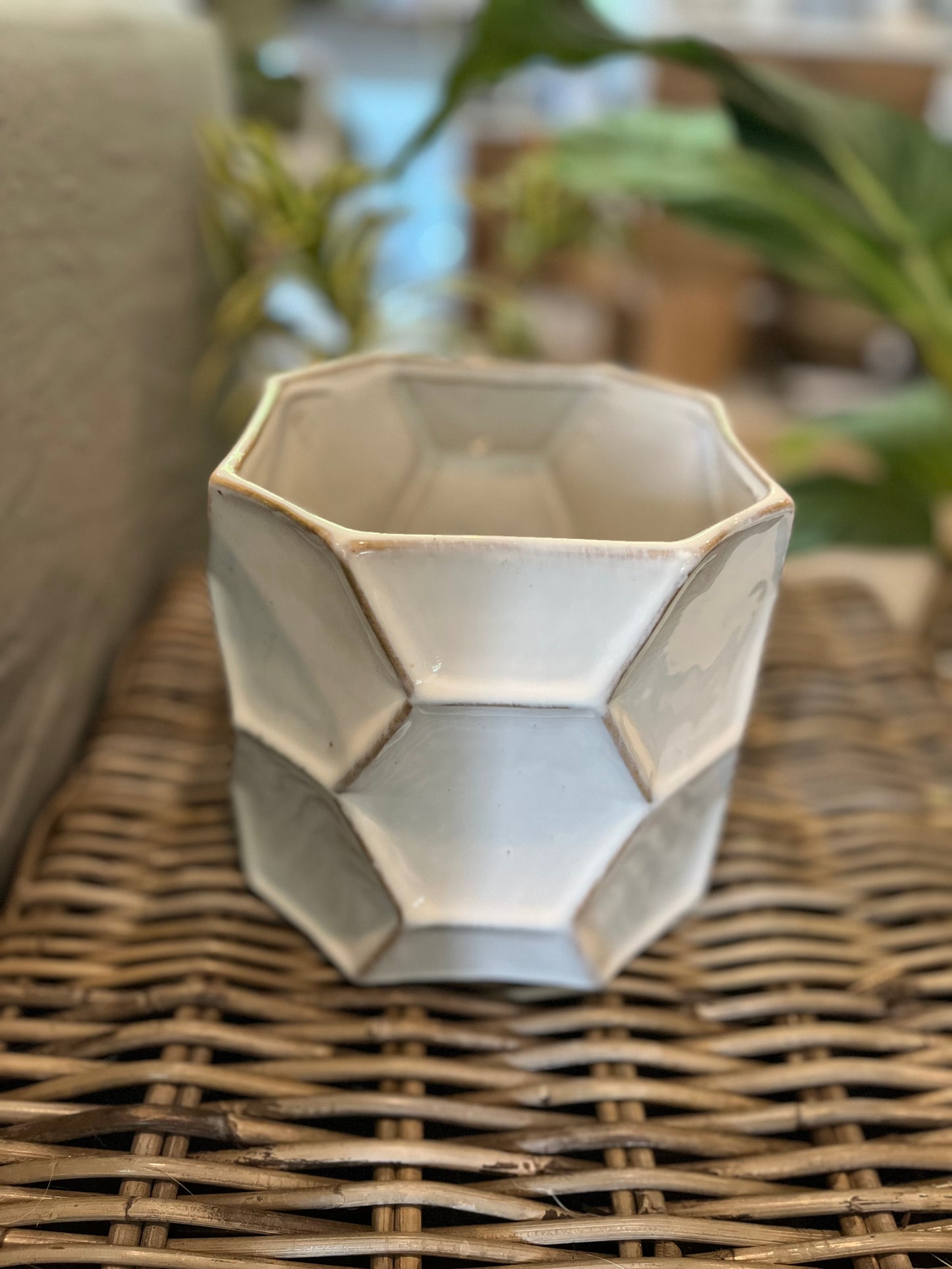 Off White Hexagon Pot