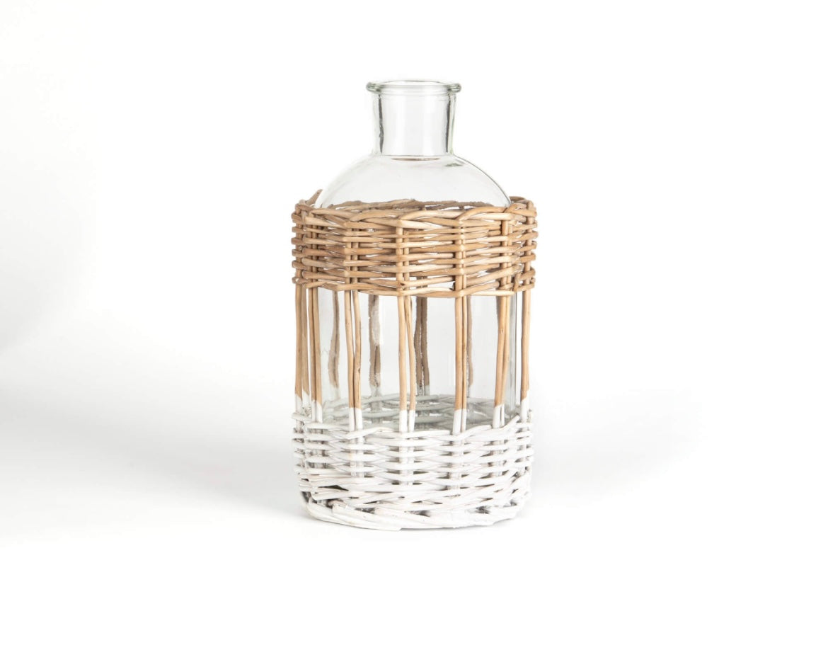 Glass Bottle with Open Weave