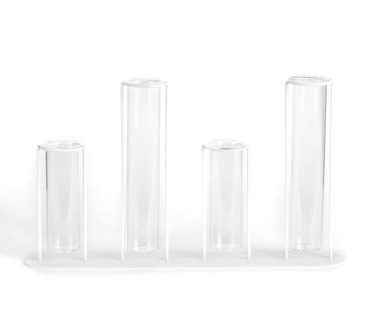 White Iron Stand With 4 Tube Vases