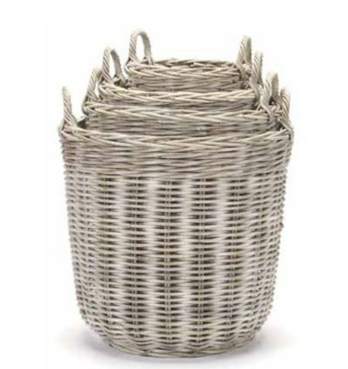 Tall Round Basket Whitewashed