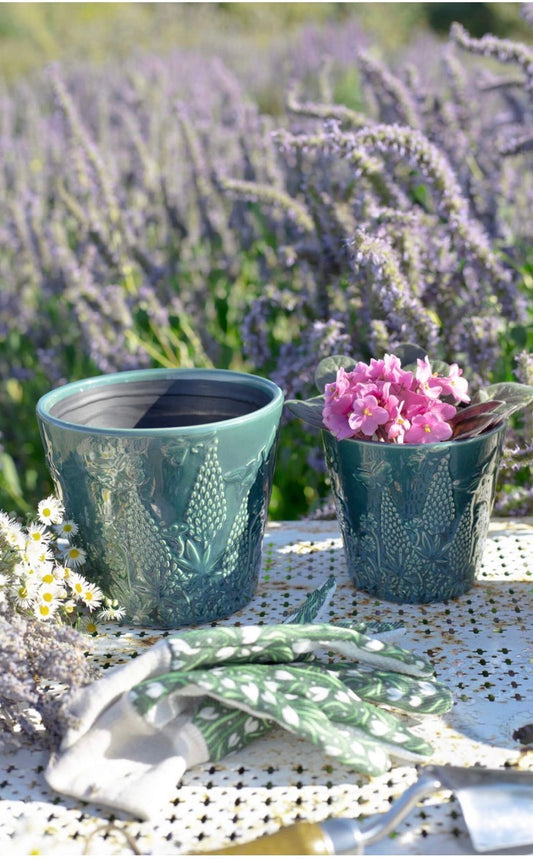 Dark Green Embossed Pot