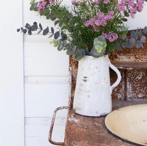 Distressed White Pitcher