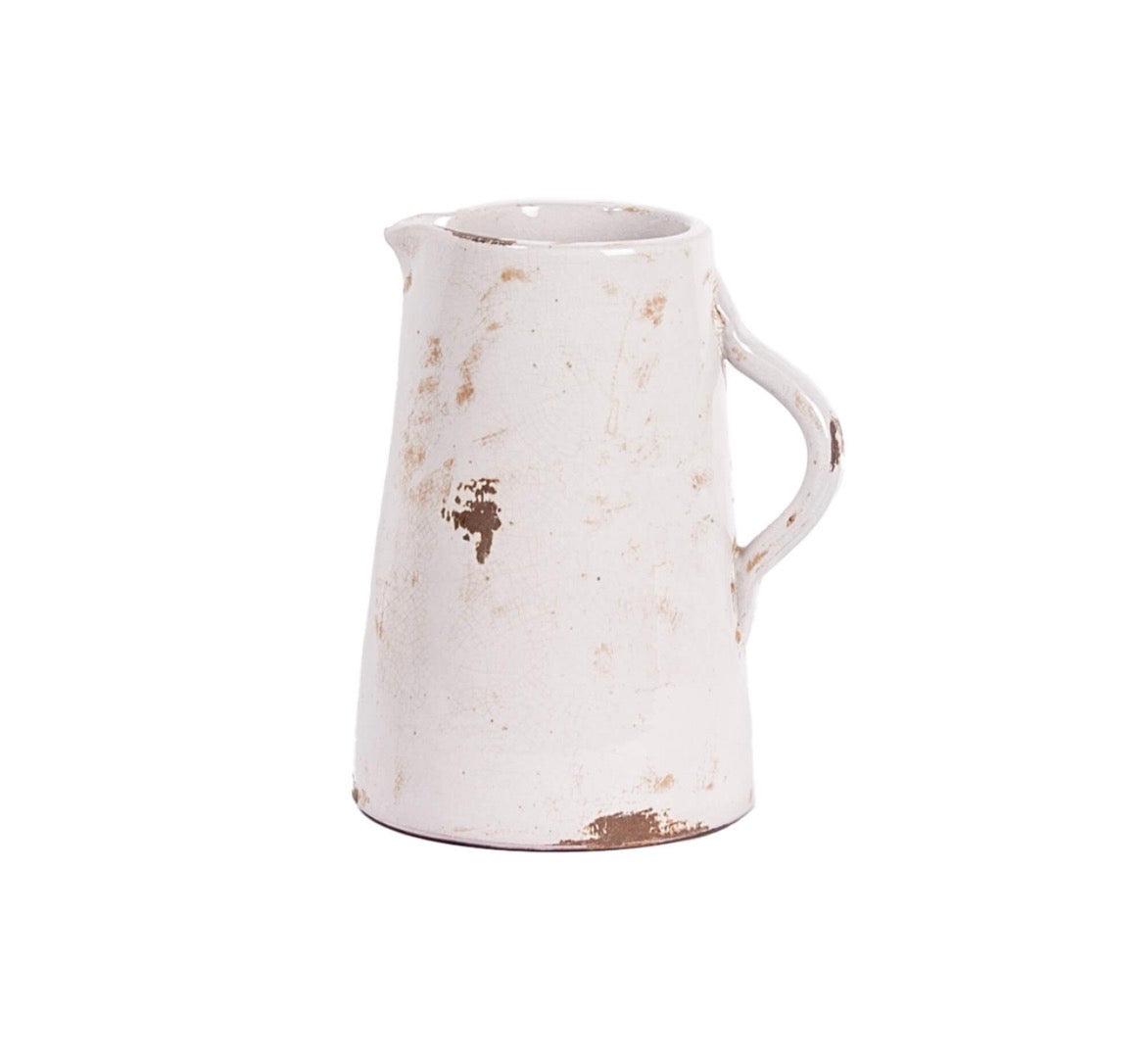 Distressed White Pitcher