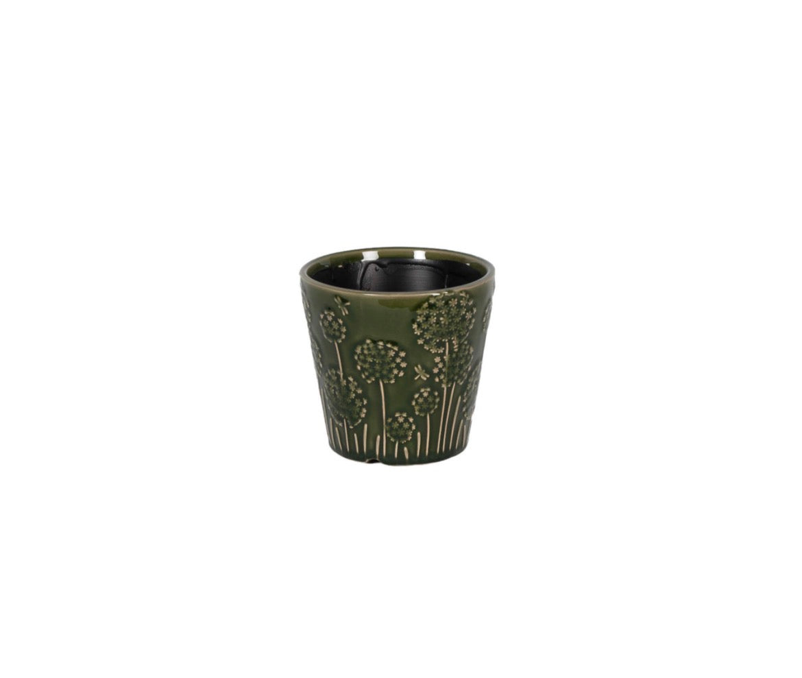 Dark Green Embossed Pot